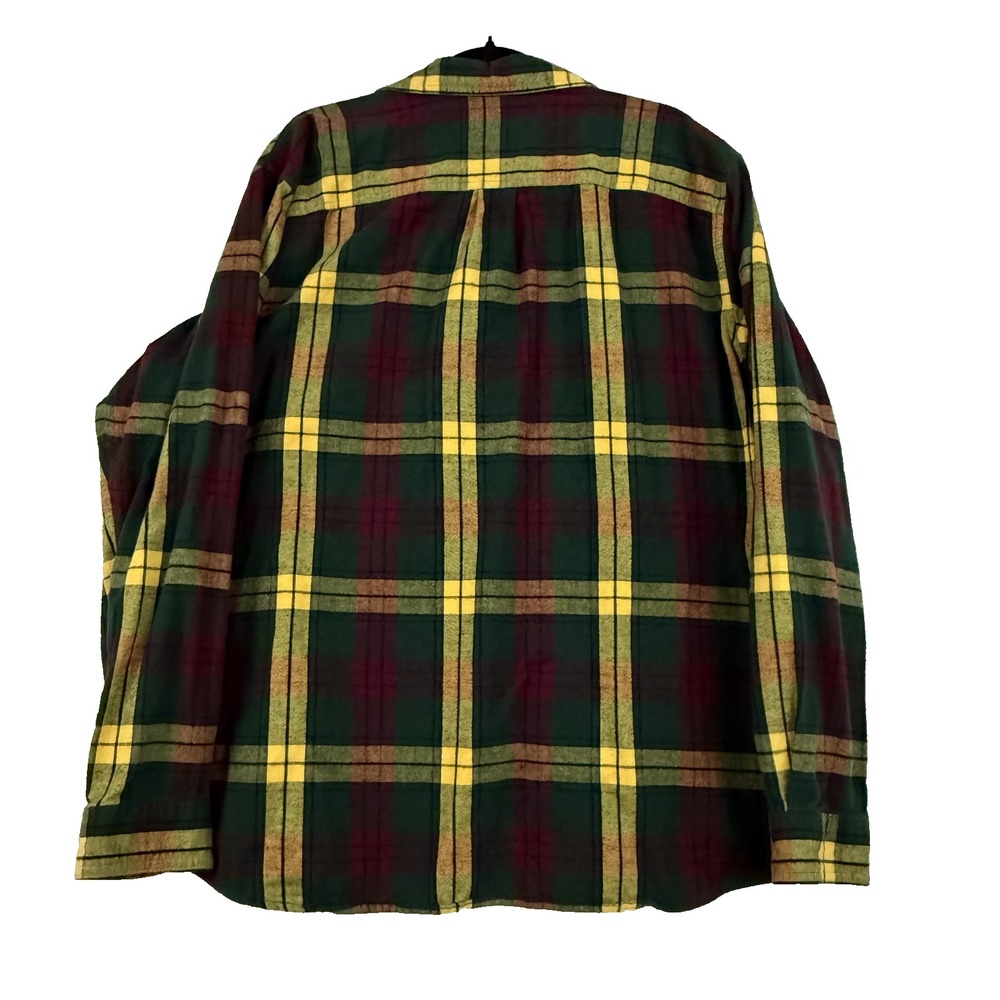 L.L. Bean Flannel Shirt Mens Extra Large Green Plaid Traditional Fit Long Sleeve - Picture 2 of 10